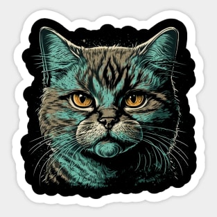 Cool Cat Face Design For Cool Man Cool Girl Gangster Sticker